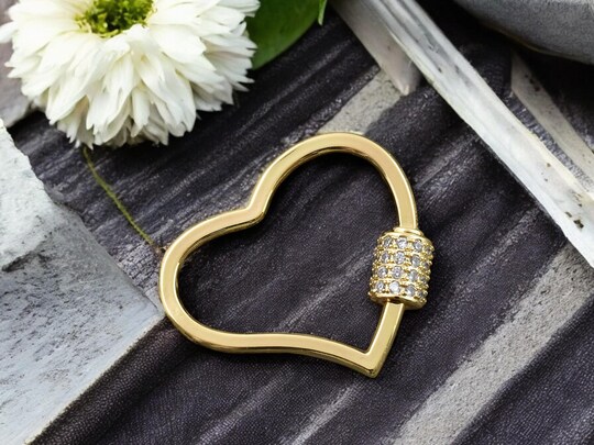 23x26mm Gold Micro Pave CZ Heart Carabiner Clasp | Michaels 23x26mm Gold Micro Pave CZ Heart Carabiner Clasp | Michaels